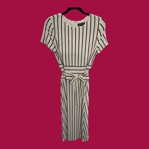 LAUREN RALPH LAUREN Black & White Striped Maxi Dress Sz 6